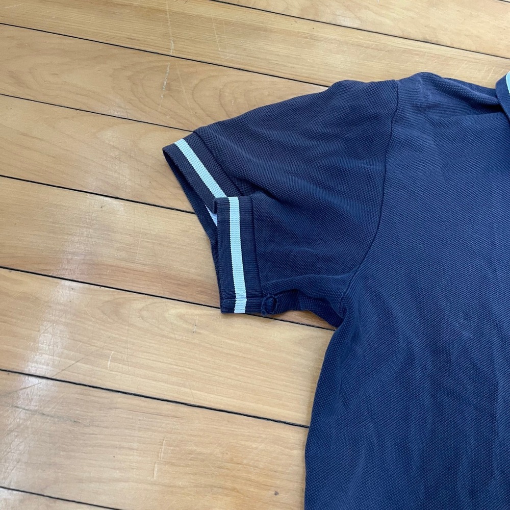 Dior Homme Mens Navy Blue Bee Embroidered Pique Polo Shirt Size 46 Small - Picture 5 of 8